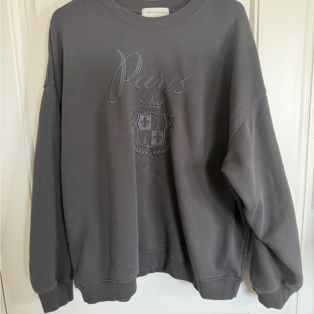 State of Mind Gray Paris Embroidered Sweater